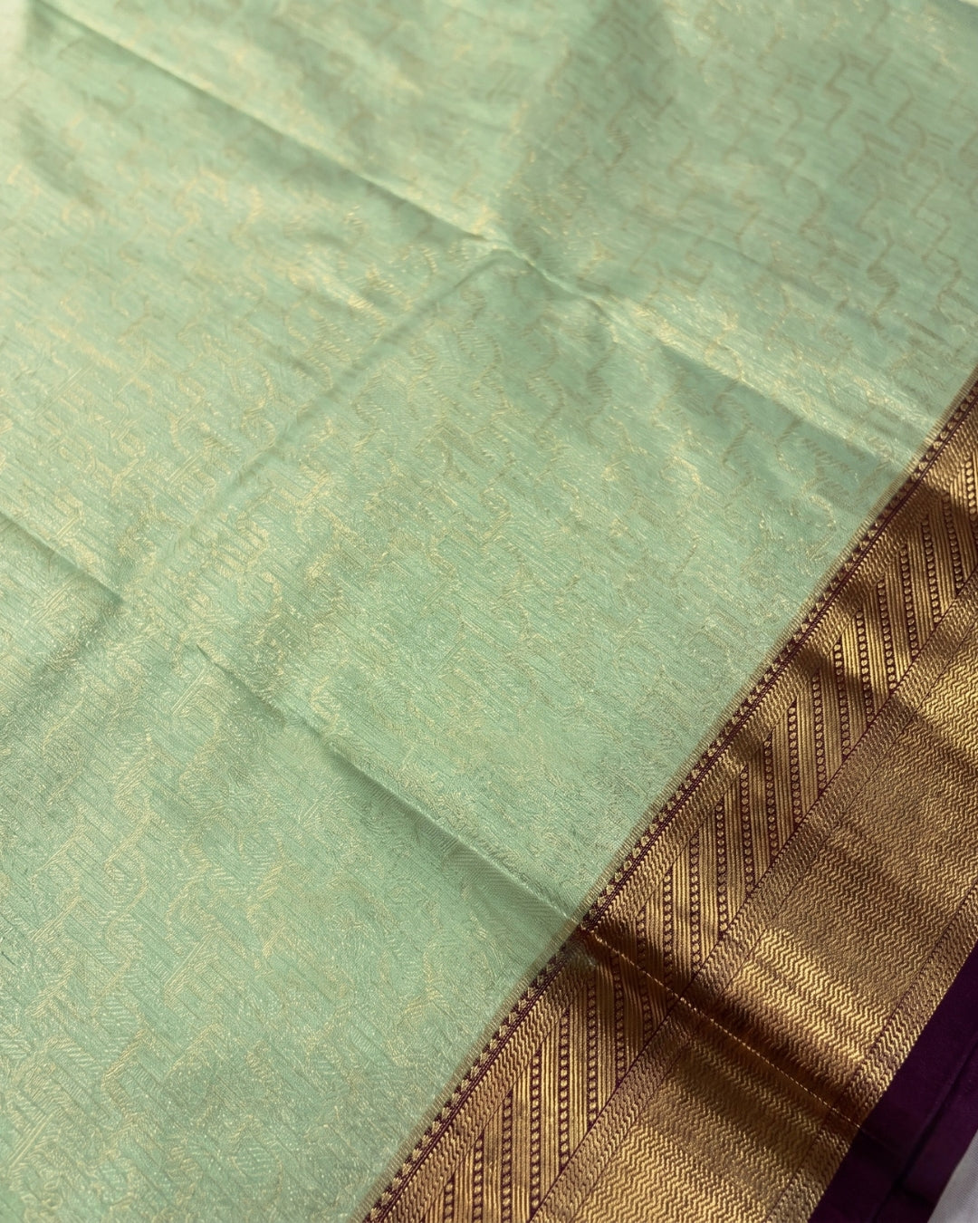 Mahi - Pastel Mint Heritage Kanjivaram Silk Blend Saree