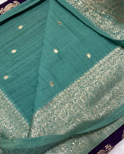 Samidha - Royal Purple Silk Saree With Contrast Rich Zari Border