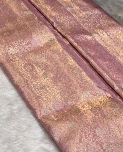 Varada - Premium Pink Kanchi Silk Saree With Rich Zari Border