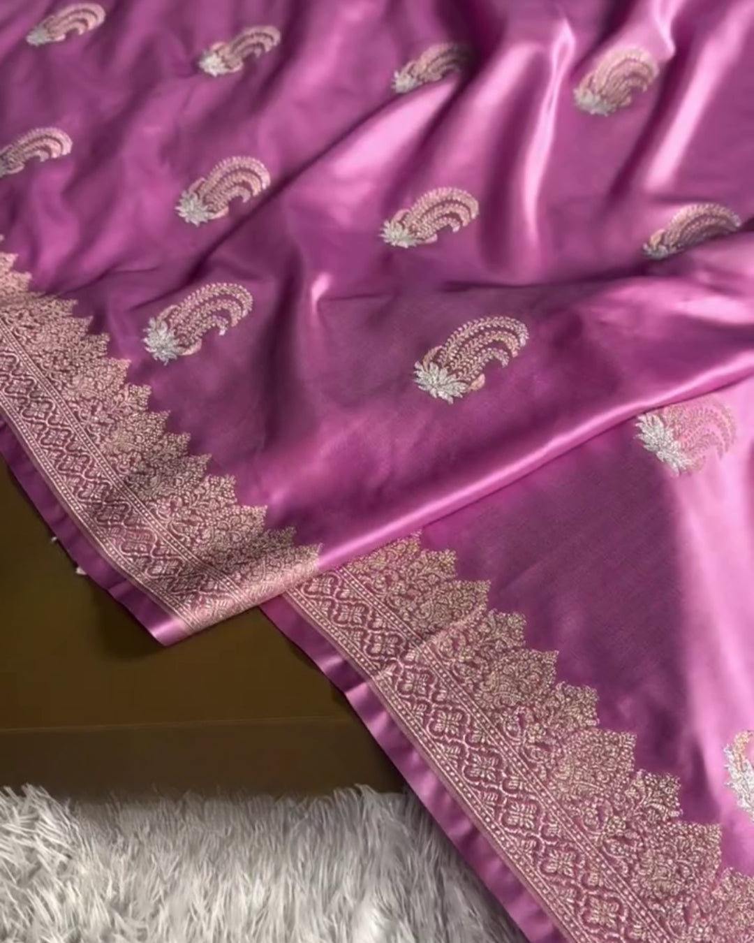 Trishika - Pink Banarasi Silk Blend Saree