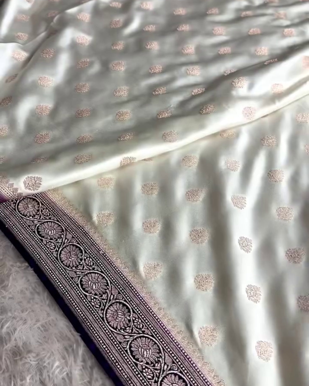 Avani - Elegant White Purple saree