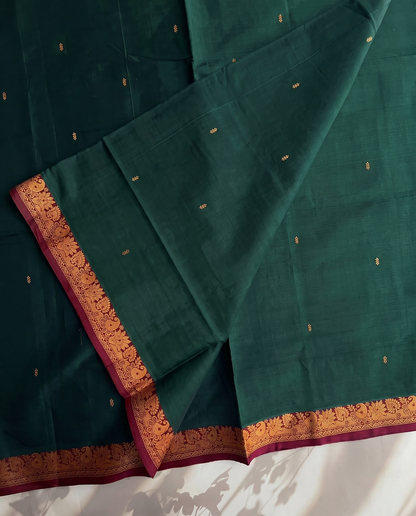 Shree - Emerald Heritage Green Temple Border Saree