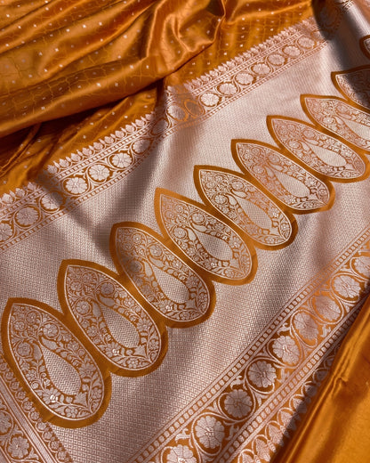 Eshita - Royal Mustard Silver Zari Banarasi Silk Saree