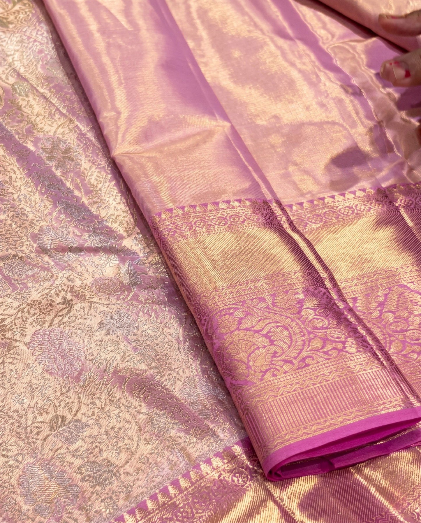 Varada - Premium Pink Kanchi Silk Saree With Rich Zari Border
