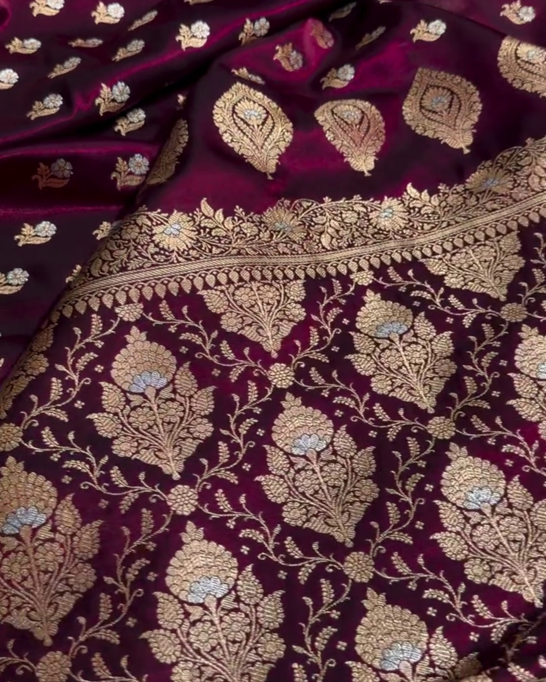 Diya - Royal Wine Banarasi Silk Woven Saree