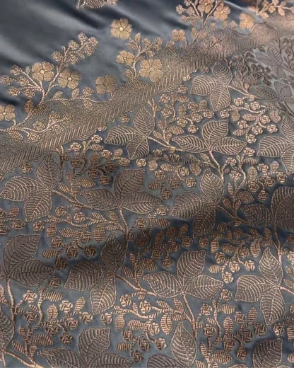 Anvitha - Steel Blue Heritage Silk Saree