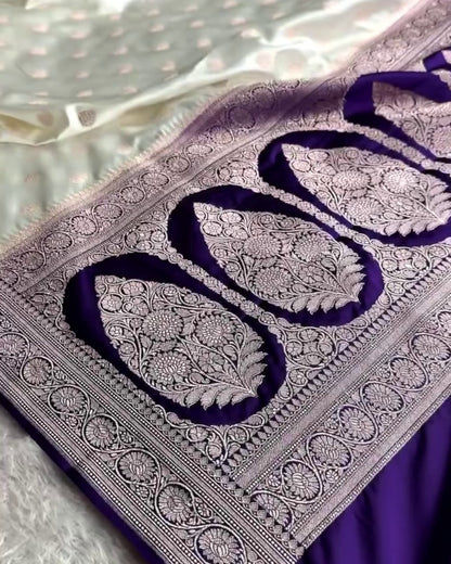 Avani - Elegant White Purple saree