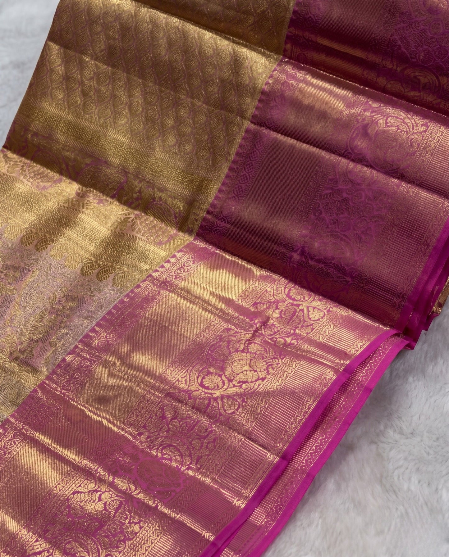 Varada - Premium Pink Kanchi Silk Saree With Rich Zari Border