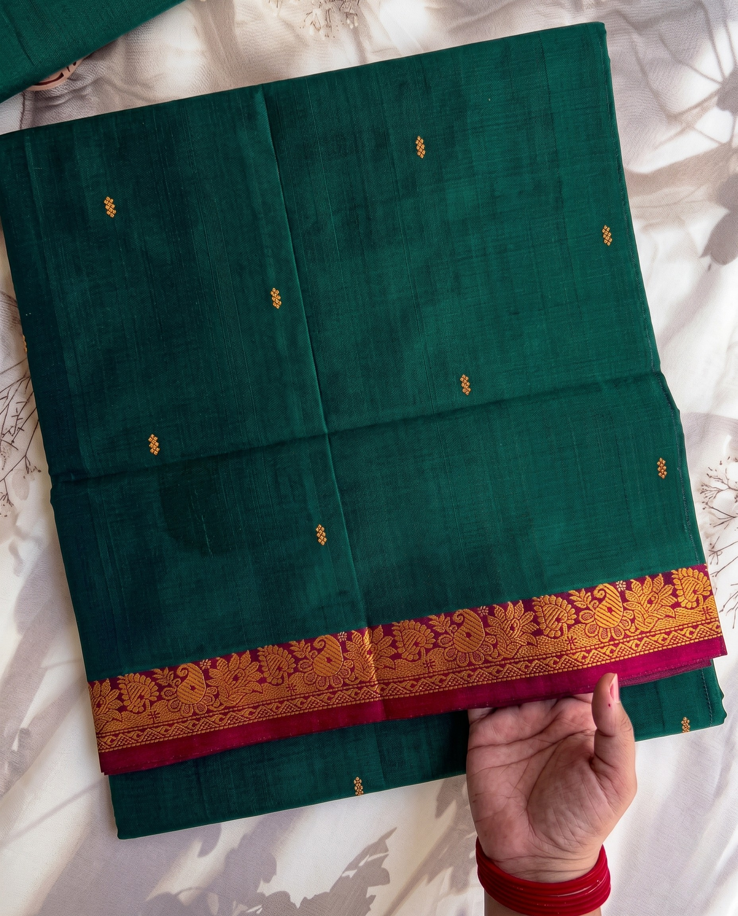 Shree - Emerald Heritage Green Temple Border Saree