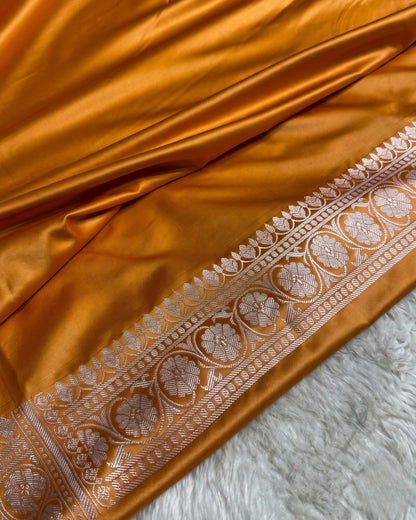Eshita - Royal Mustard Silver Zari Banarasi Silk Saree