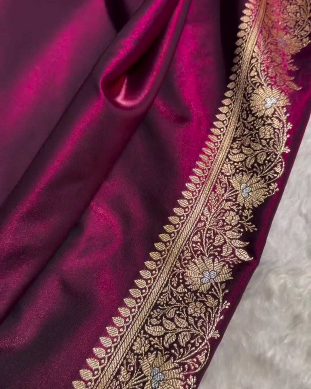 Diya - Royal Wine Banarasi Silk Woven Saree