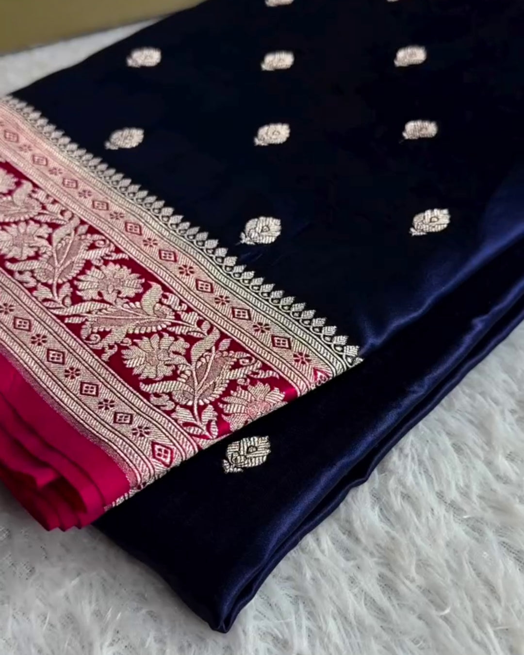 Tanvi - Blue Silver Zari Banarasi Saree