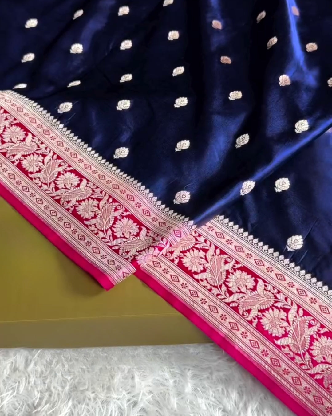 Tanvi - Blue Silver Zari Banarasi Saree