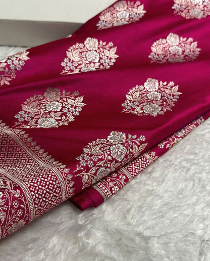Sita - Rani Shade Banarasi Satin Saree with Meenakari Boota