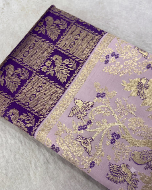 Heer - Premium Lilac Banarasi Bird Zari Saree