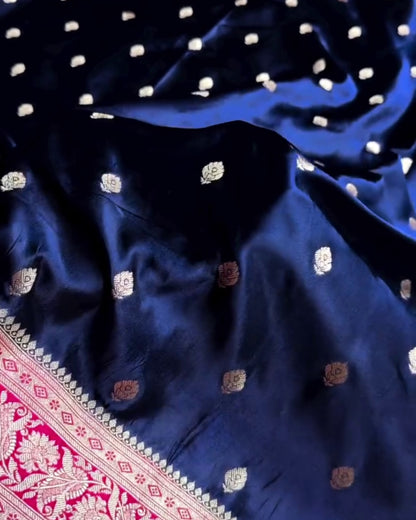 Tanvi - Blue Silver Zari Banarasi Saree