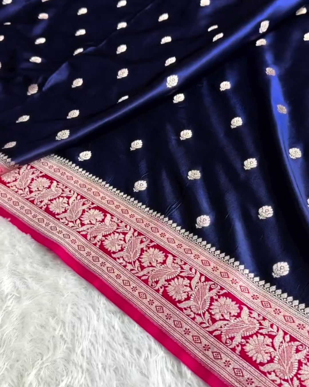 Tanvi - Blue Silver Zari Banarasi Saree