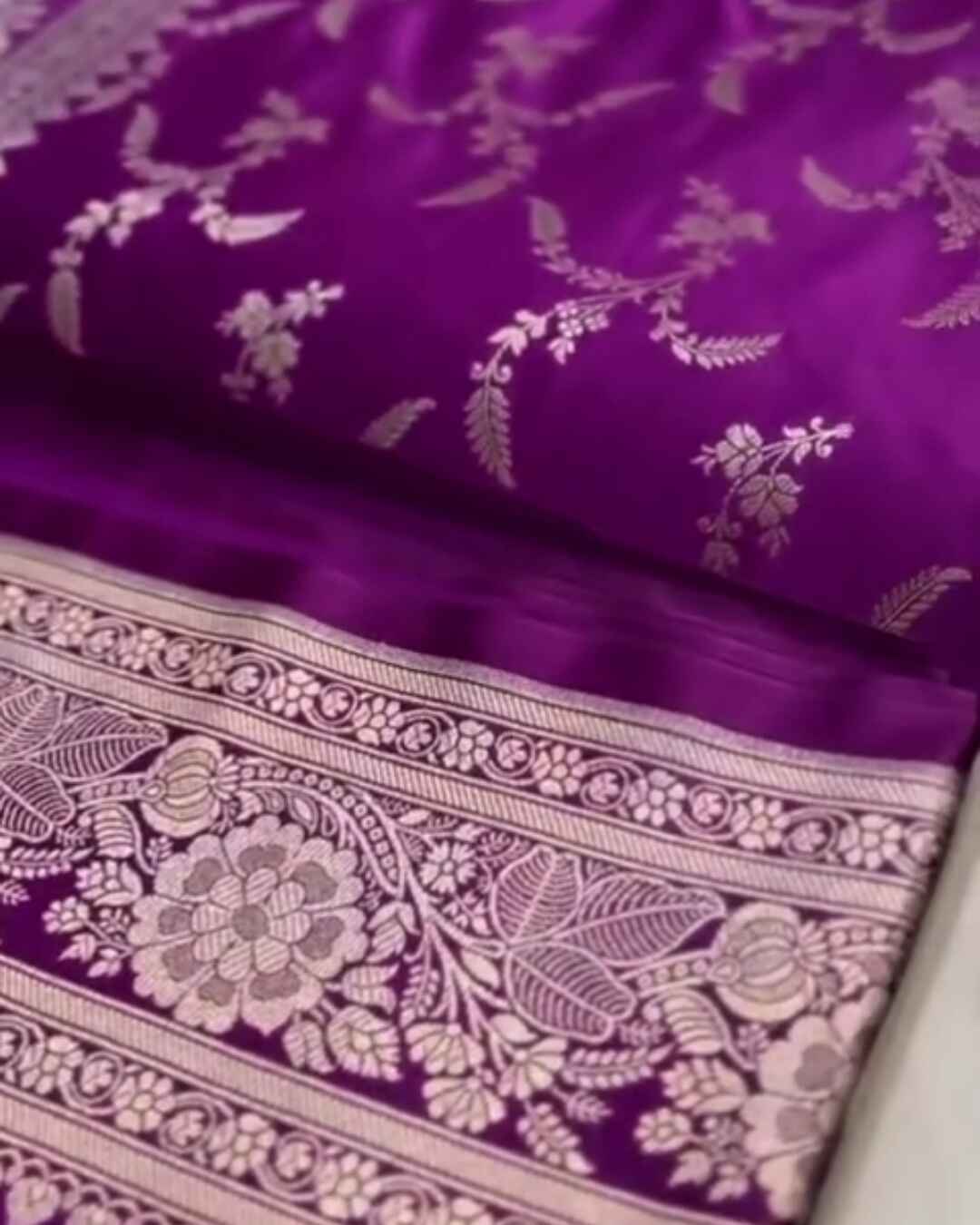 Devanshi – Purple Banarasi Silk Saree with Intricate Zari Floral Work