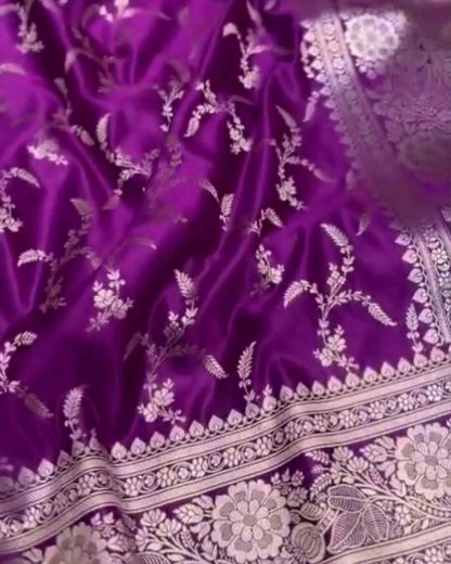 Devanshi – Purple Banarasi Silk Saree with Intricate Zari Floral Work