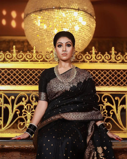 Shivi  – Black Banarasi Silk Saree with Jacquard Zari Border