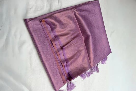 Rajal - Lavender Kanjivaram Silk Saree with Jacquard Weaving Elegance