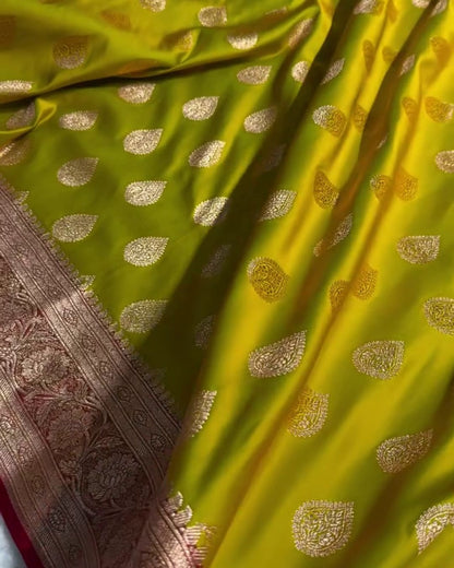 Lalitha – Green Katan Silk Saree with Red Zari Brocade Border