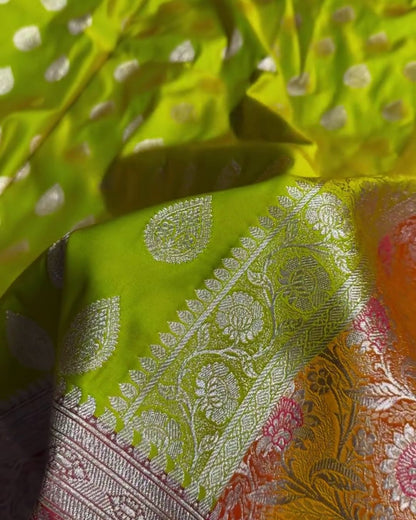 Lalitha – Green Katan Silk Saree with Red Zari Brocade Border