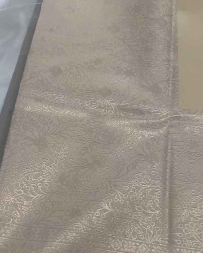 Ranjana – Off White Semi Brocade Soft Silk Saree with Floral Weave