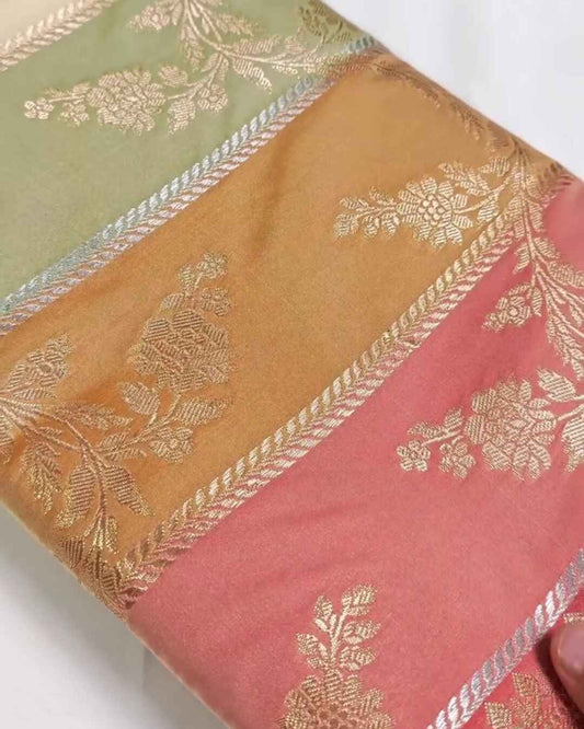 Satyavati – Multicolor Semi Katan Silk Saree with Floral Zari Weave