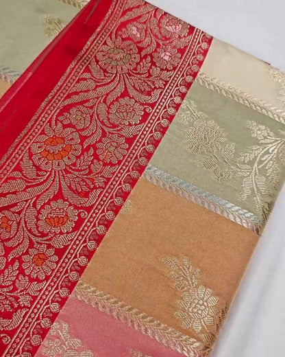 Satyavati – Multicolor Semi Katan Silk Saree with Floral Zari Weave