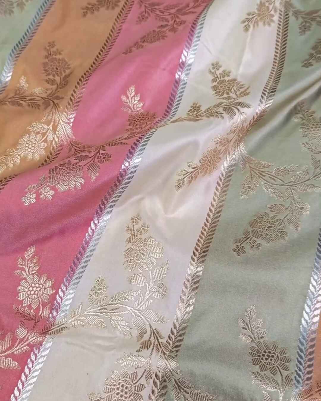 Satyavati – Multicolor Semi Katan Silk Saree with Floral Zari Weave