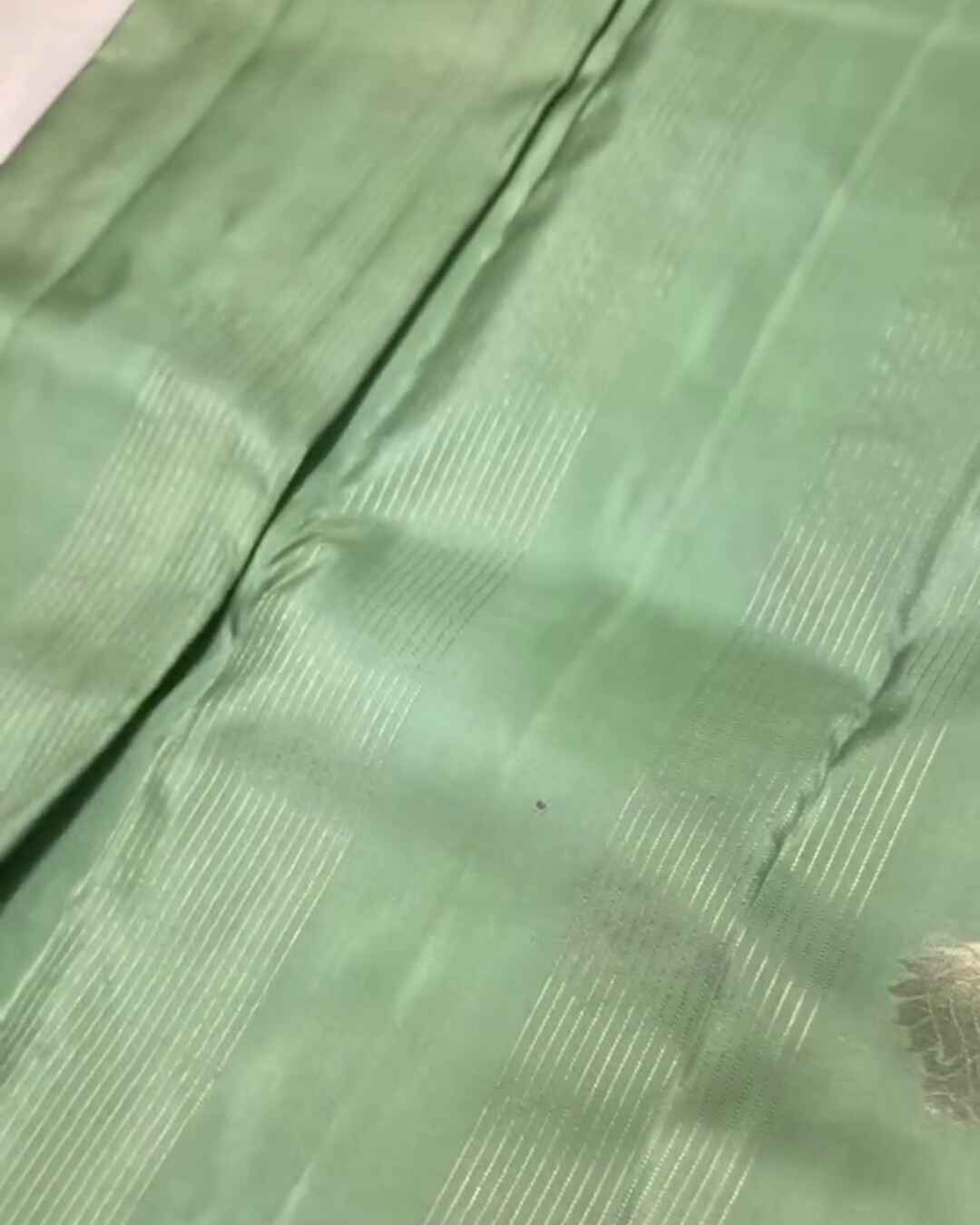 Savitri – Mint Green Kanjivaram Silk Saree with Zari Buta and Golden Border