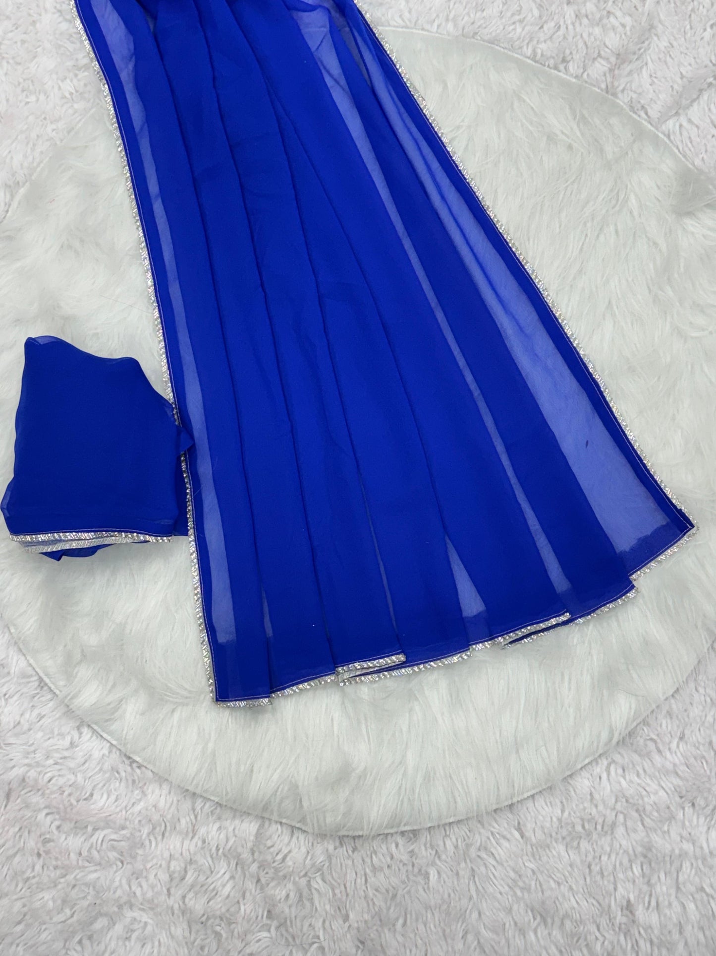 Royal Blue Georgette Saree with Sequin Border