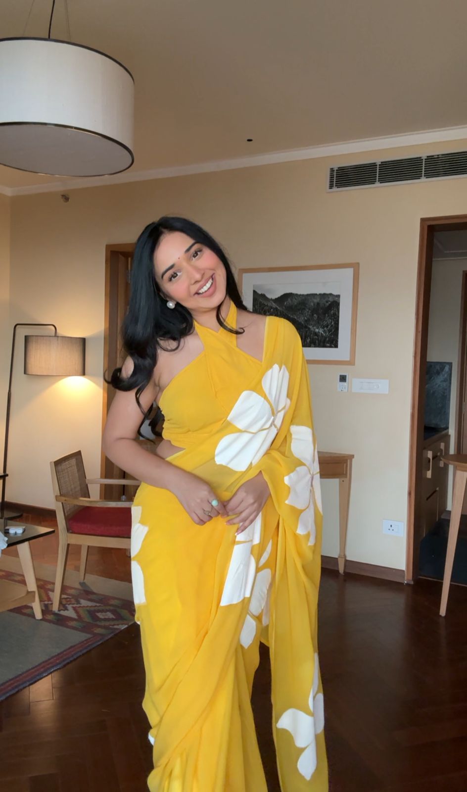 Sunbeam Bloom Georgette Saree in Yellow