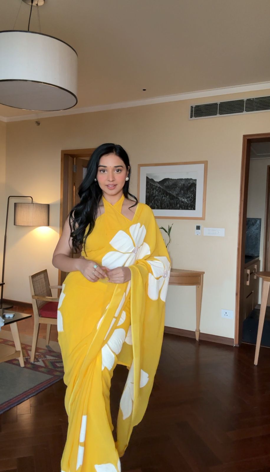 Sunbeam Bloom Georgette Saree in Yellow
