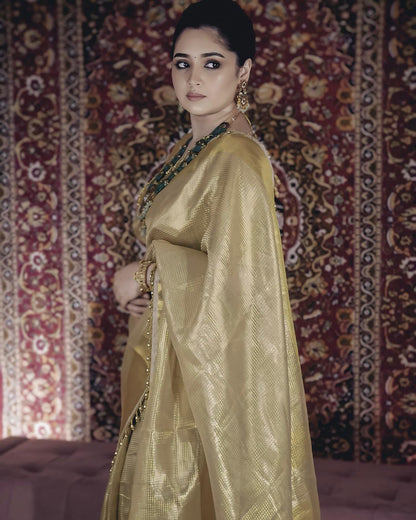 Pure Gold Tissue Silk Saree with Subtle Zari Finish