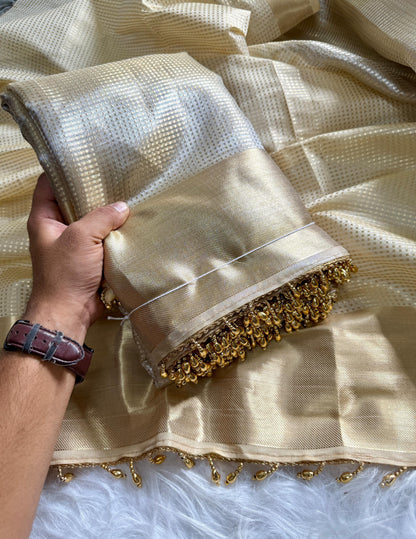 Pure Gold Tissue Silk Saree with Subtle Zari Finish