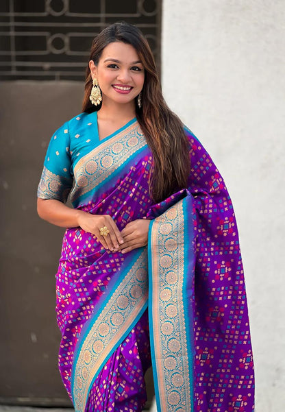 Turquoise Navy Blue Banarasi Silk Saree – Festive Radiance in Every Drape