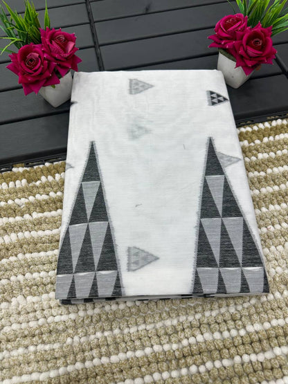 Shanvika Black & White Handloom Cotton Saree