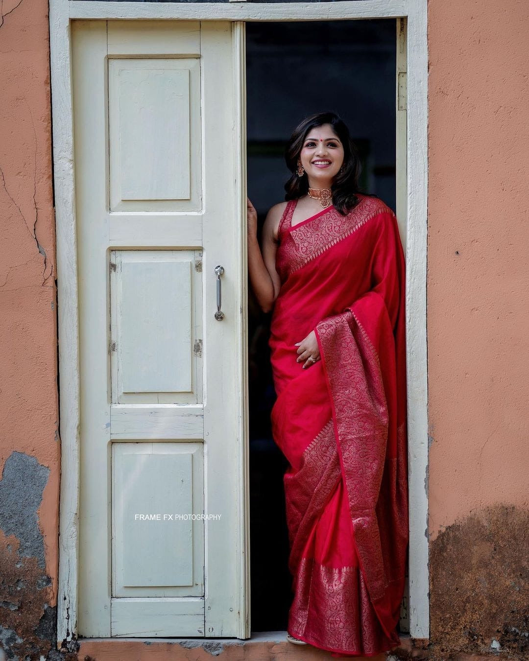 Nayira - Red Soft Silk Saree with Silver Zari Border and Matching Blouse