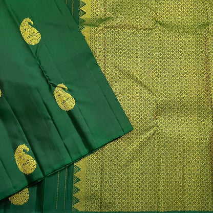 Renuka – Emerald Green Banarasi Soft Silk Saree with Royal Paisley Zari & Grand Pallu