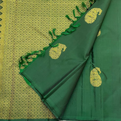 Renuka – Emerald Green Banarasi Soft Silk Saree with Royal Paisley Zari & Grand Pallu