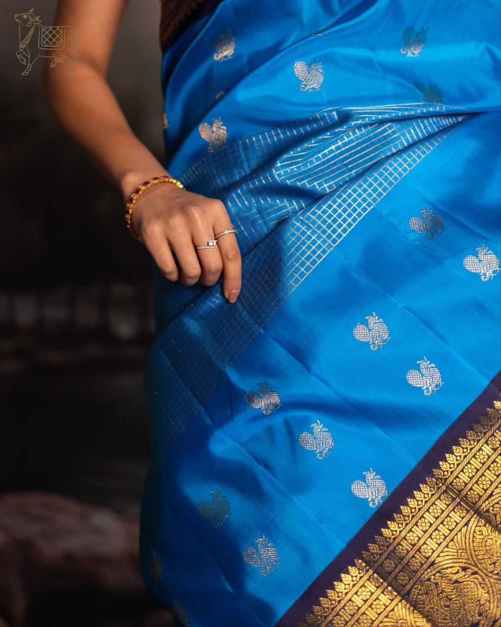 Lekha – Royal Blue Banarasi Soft Silk Saree with Silver Butti & Rich Zari Border