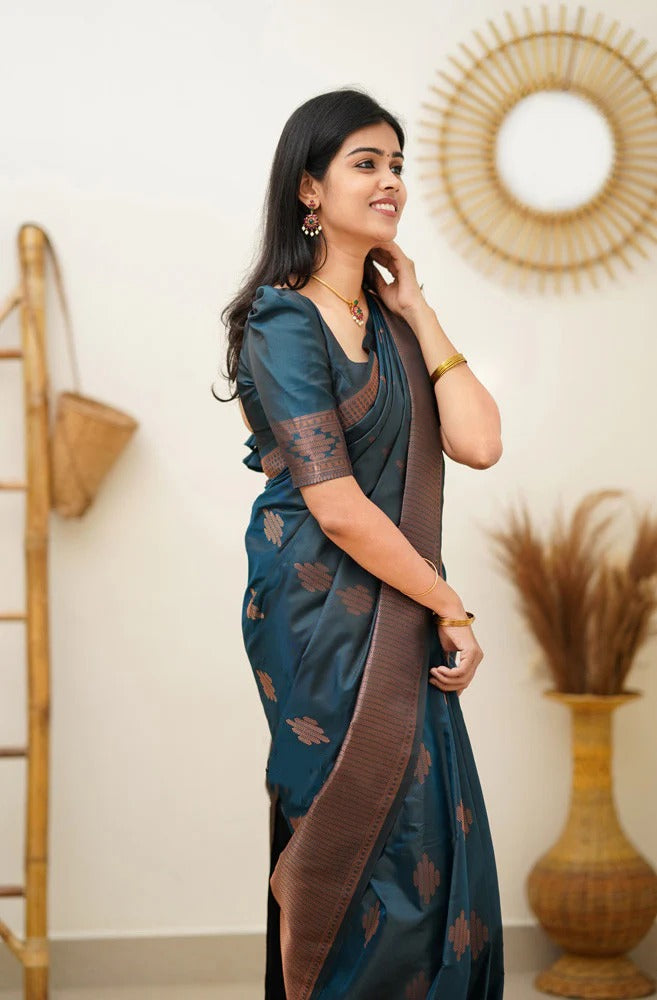 Maruti - Rama Soft Silk Saree with Jacquard Woven Border