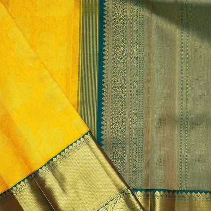 Hemali - Yellow Soft Banarasi Silk Saree with Jacquard Work and Green Dual Blouse Options
